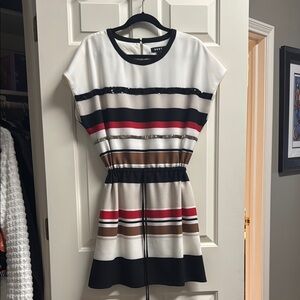 DKNY Black and White Fit and Flare Mini Dress